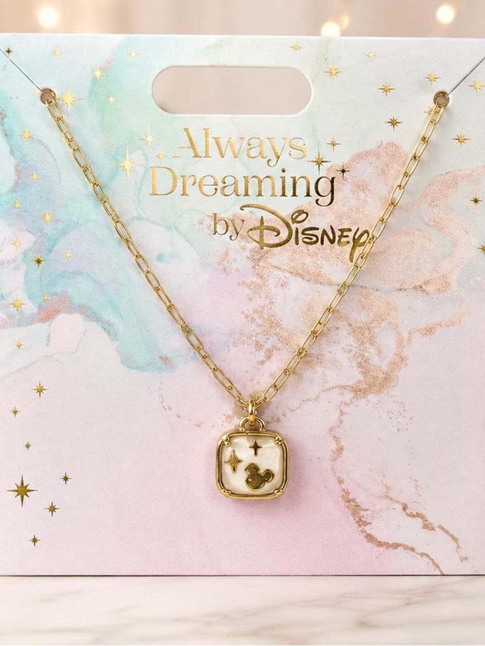 Disney Always Dreaming Gold Mickey Pendant Necklace - Gold - NWT